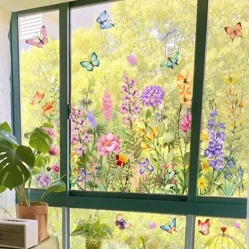 Last Day Sale 🔥85% OFF - 💐Colorful Floral Bouquet Window Sticker🖼️(Cut to size freely)